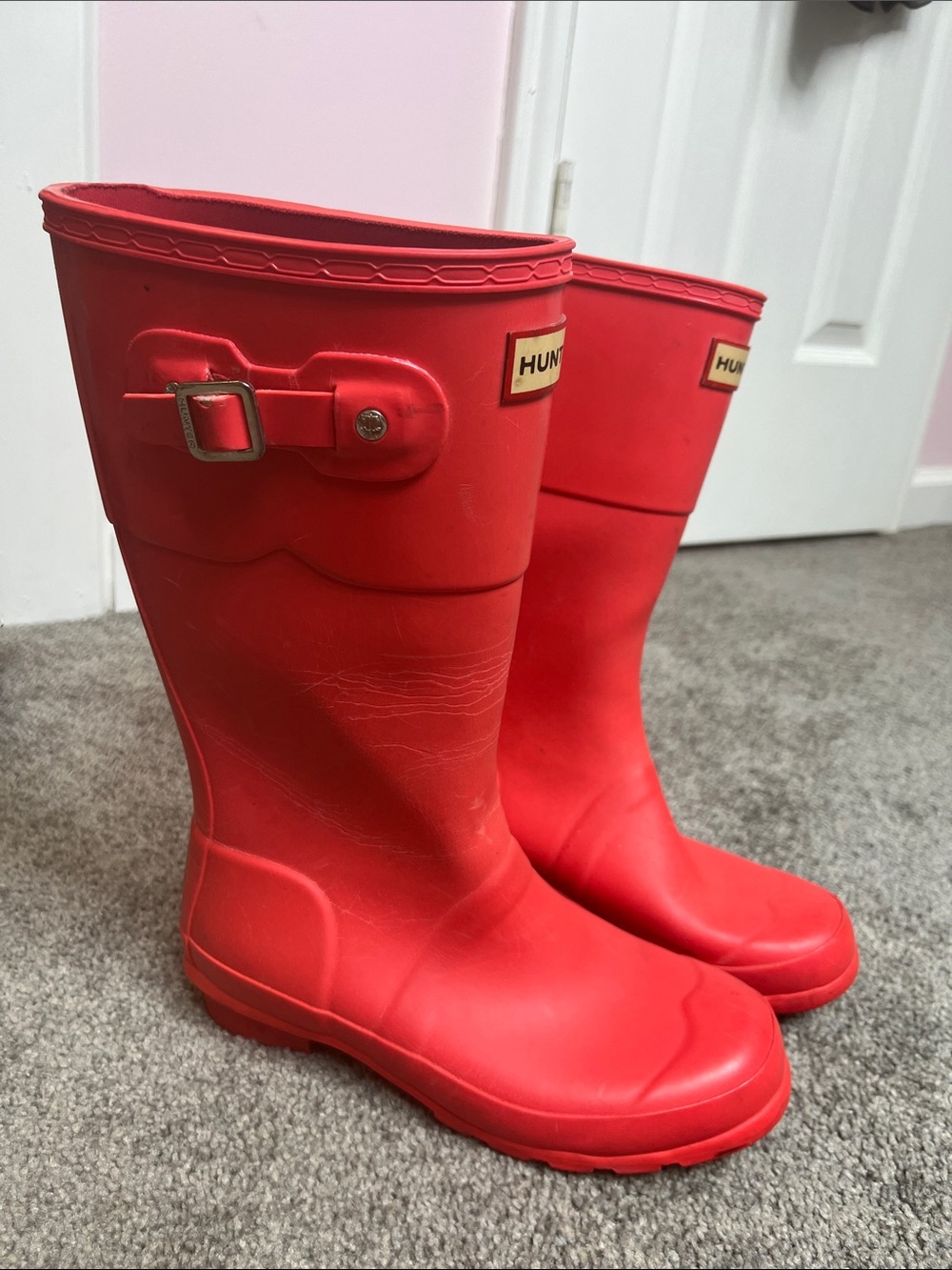 Hunter Rain Boots Coral Kids Size 4